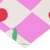 Geruite kersen op roze verwrongen dambord tafelkleed (Gekanteld)