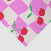 Geruite kersen op roze verwrongen dambord tissuepapier (Detail)