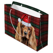 Geruite Kerst Cockerspaniël Hond Groot Cadeauzakje (Achterkant Gekanteld)