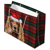 Geruite Kerst Cockerspaniël Hond Groot Cadeauzakje (Voorkant Gekanteld)