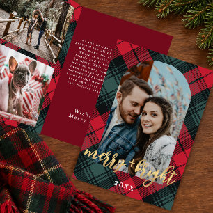 Geruite Kerst- en vrolijk-booglijstfoto Feestdagen Kaart