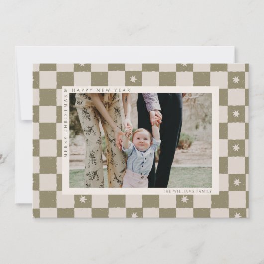 Geruite Kerst Foto Kerstkaart (Voorkant)