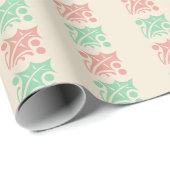  geruite kerst Holly Beige Cadeaupapier (Rol Hoek)