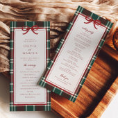 Geruite Kerst Huwelijksprogramma | Vakantie Tartan Programmakaart