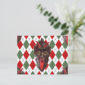 geruite kerst krampus feestdagenkaart (Staand voorkant)