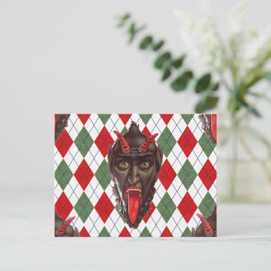 geruite kerst krampus feestdagenkaart (Staand voorkant)
