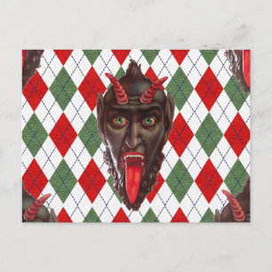 geruite kerst krampus feestdagenkaart
