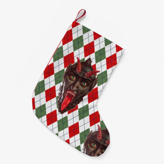 geruite kerst krampus kerst kous kleine kerstsok (Voorkant (Hangend))
