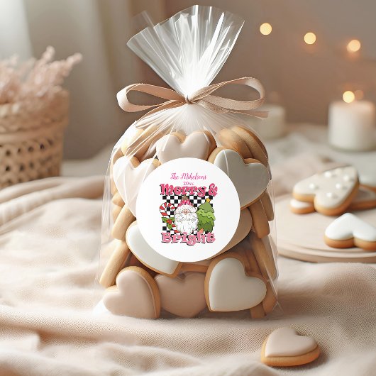 Geruite Kerst met vrolijkheid Ronde Sticker