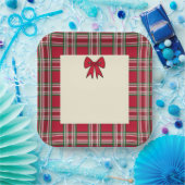 Geruite kerst papieren borden bordje (Feest)