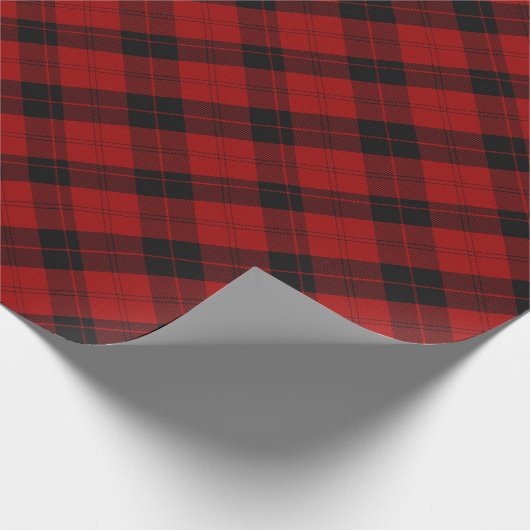 Geruite kerst rode buffel geruit cadeaupapier (Hoek)