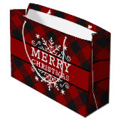 Geruite Kerst sneeuwvlok Groot Cadeauzakje (Achterkant Gekanteld)