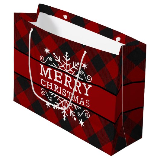 Geruite Kerst sneeuwvlok Groot Cadeauzakje (Voorkant Gekanteld)
