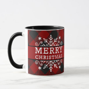 Geruite Kerst sneeuwvlok Mok