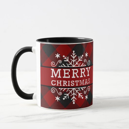 Geruite Kerst sneeuwvlok Mok (Links)