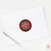 Geruite Kerst sneeuwvlok Ronde Sticker (Envelop)