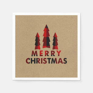Geruite Kerstbomen Kerstcadeau Geruit Kraftpapier Servet