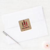 Geruite Kerstbomen Kerstcadeau Geruit Kraftpapier Vierkante Sticker (Envelop)