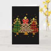 Geruite Kerstbomen Rood Groen Geruit Luipaard Kaart (Gele Bloem)