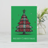  geruite kerstboom feestdagenkaart (Staand voorkant)