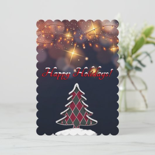 Geruite kerstboom Flat Holiday Kaart (Staand voorkant)