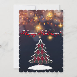 Geruite kerstboom Flat Holiday Kaart