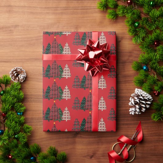 geruite kerstboom inpakpapier (Feestdagen Geschenken)