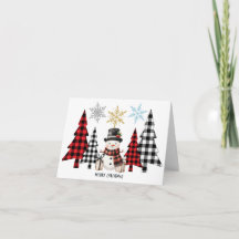 Geruite Kerstboom Sneeuwman - Prettig Kerstfeest