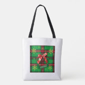 Geruite kerstcadeauverpakking tote bag (Achterkant)