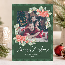 Geruite Kerstfoto met Hulst Feestdagenkaart