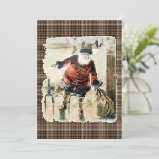 Geruite Kerstman uit het verleden Kaart (Staand voorkant)