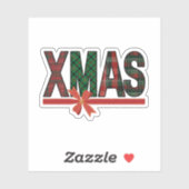 Geruite Kerstmis met Rode Strik Sticker (Vel)
