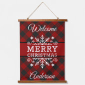 Geruite Kerstmis sneeuwvlok  Hangend Wandkleed (Voorkant)