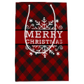 Geruite Kerstmis sneeuwvlok Medium Cadeauzakje (Voorkant)