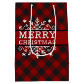 Geruite Kerstmis sneeuwvlok Medium Cadeauzakje (Achterkant)