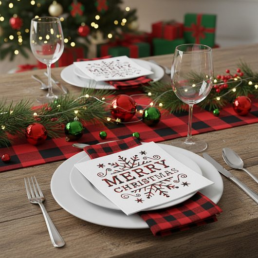 Geruite Kerstmis sneeuwvlok Servet