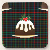 geruite kerstpudding bier onderzetter (Voorkant)