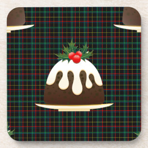 geruite kerstpudding bier onderzetter
