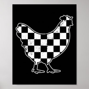 Geruite Kippenboer Kippen Race Auto Jongens Chi Poster