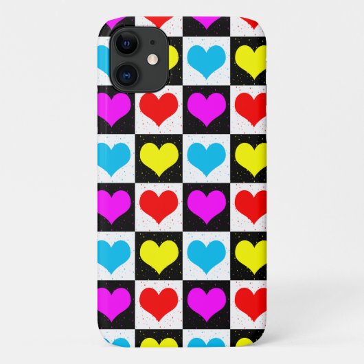 Geruite Kleurrijke Hartjes Patroon  Case-Mate iPhone Case (Achterkant)