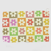 Geruite kleurrijke retro bloemen patroon golfhanddoek (Horizontaal)