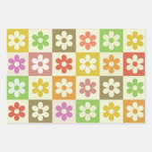 Geruite kleurrijke retro bloemen patroon inpakpapier vel (Voorkant 3)