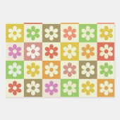 Geruite kleurrijke retro bloemen patroon inpakpapier vel (Voorkant 2)