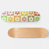 Geruite kleurrijke retro bloemen patroon persoonlijk skateboard (Horizontaal)