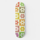 Geruite kleurrijke retro bloemen patroon persoonlijk skateboard (Voorkant)
