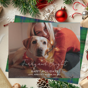Geruite knuffelige en heldere foto tartan kerst feestdagenkaart