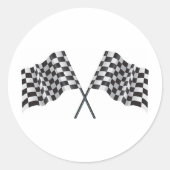 geruite kruisvlaggen ronde sticker (Voorkant)