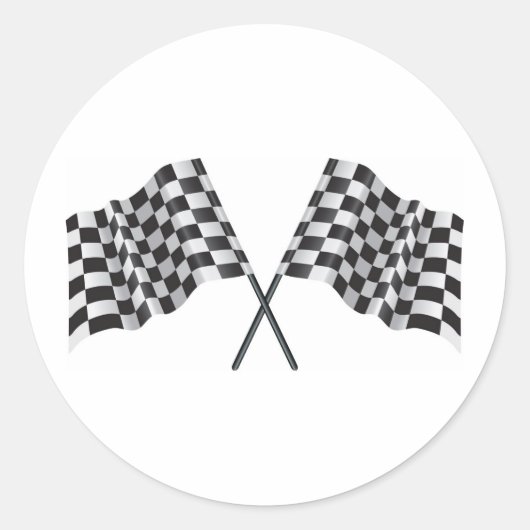 geruite kruisvlaggen ronde sticker (Voorkant)