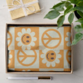 Geruite lachende bloemen en vredesborden Sinaasapp Tissuepapier (Geschenk)