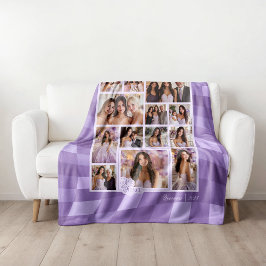Geruite Lavendel 14 Foto Keepsake Quinceañera Fleece Deken